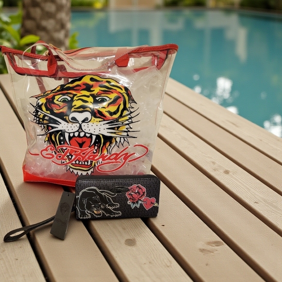 Ed Hardy Handbags - Ed Hardy Bundle Transparent Tote with a Black Sylish Wallet Included